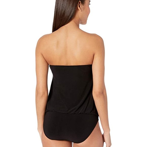 NORMA KAMALI Strapless Babydoll Mio One-Piece Blouson SWIMSUIT M 6 Black NEW - Picture 6 of 14